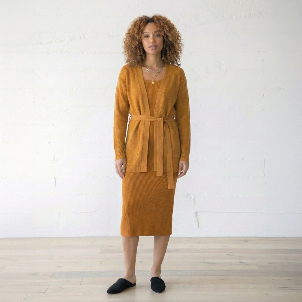 Organic Ribbed Wrap Cardigan - Picture 4 of 5